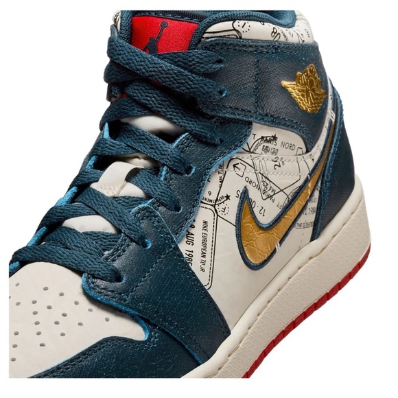 NEW Nike Air Jordan 1 Mid SE Armory Navy/Metallic Youth 6.5 =Women 8 FN1353 400 - Picture 6 of 10